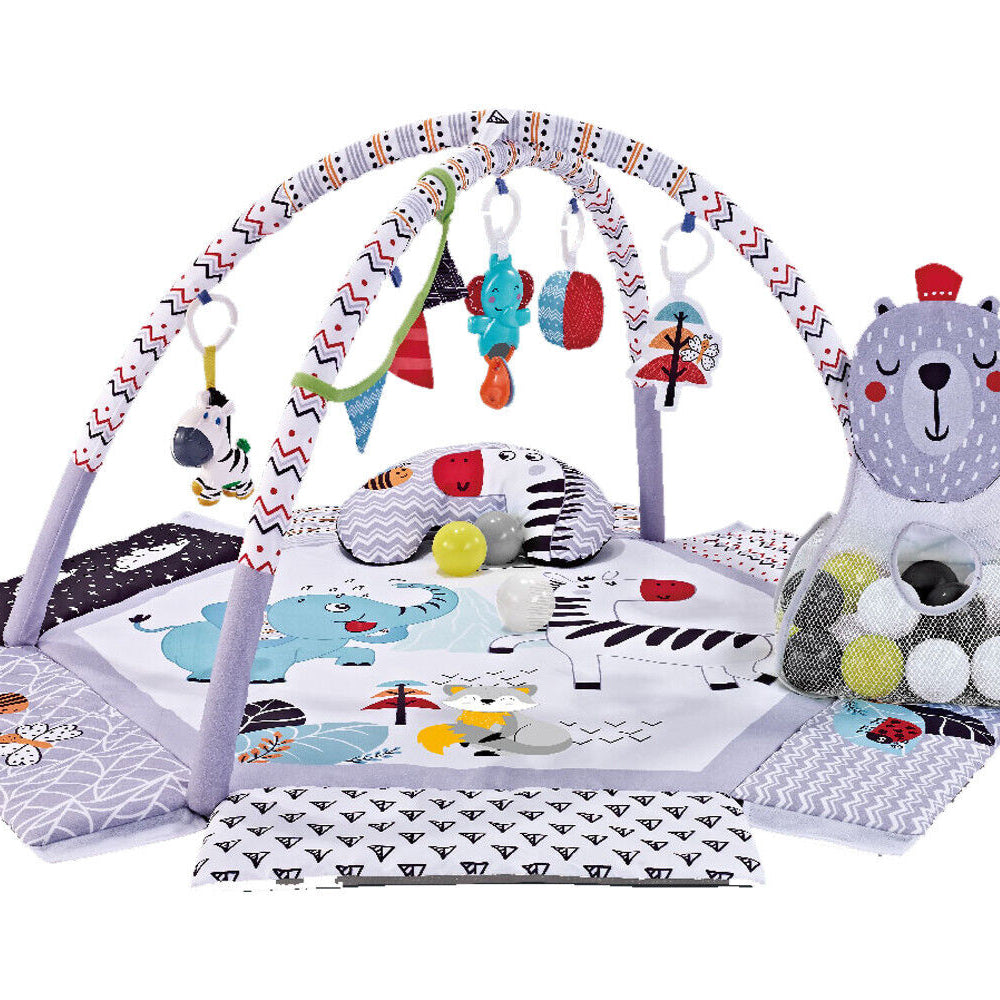 Gym Activity Foldable Play Mat Bag 30-Balls Tummy Play Kick Stimulate Your Baby (Grey)
