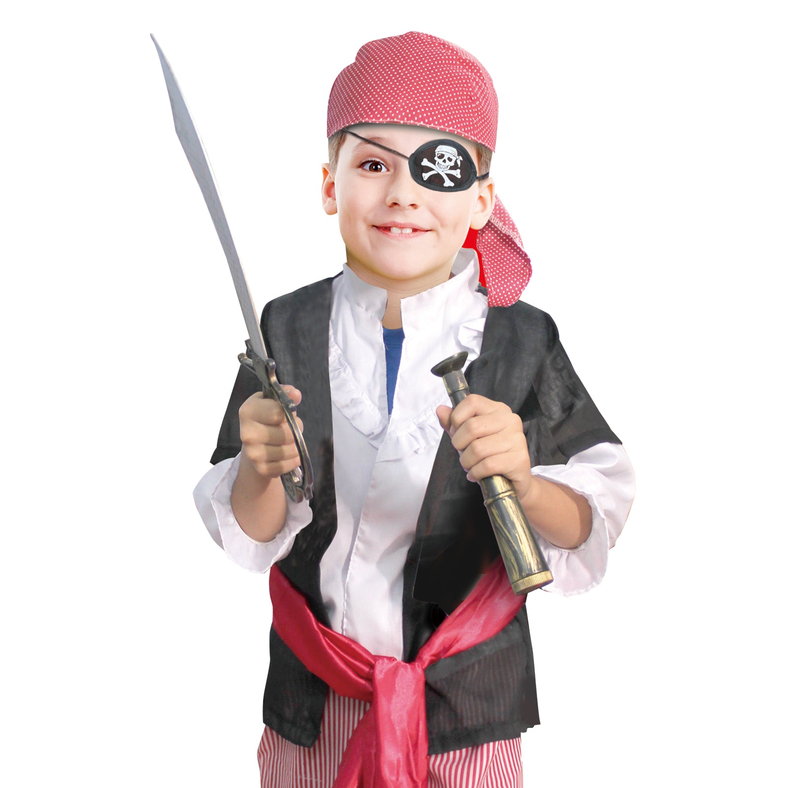 Kids Pirate Costume Fancy Dress Sword Eye Patch Flag Pretend Cosplay