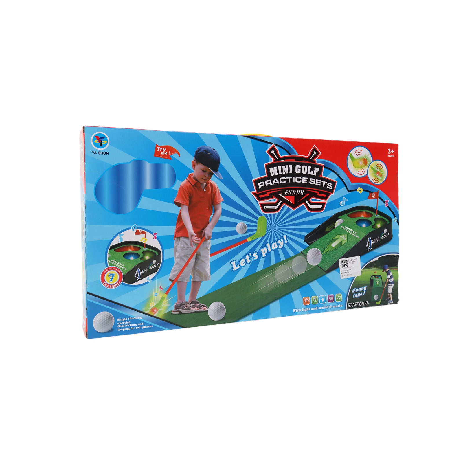 Kids Mini Golf Practice Putting Green Toy Set Lights Sound Game Mat Indoor Sport