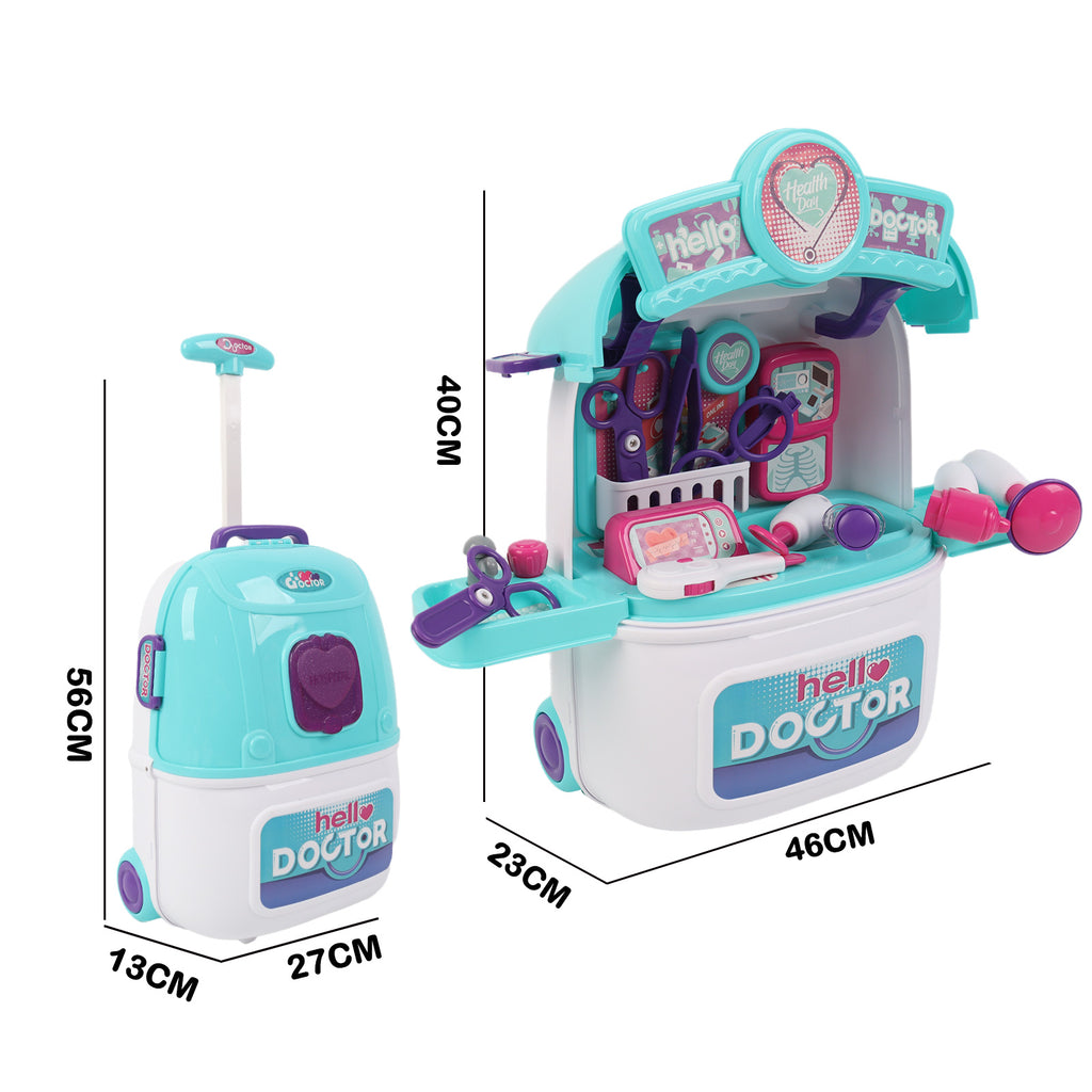 Kids Doctors Playset Portable Suitcase Medical Tools Pretend Role Play Toy Blue