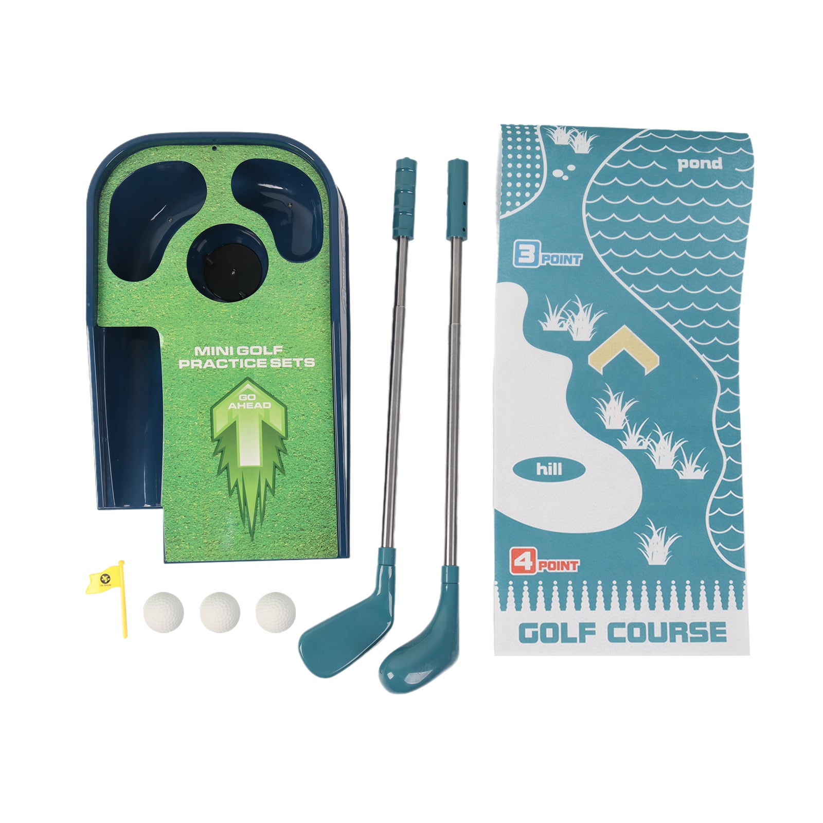 Mini Golf Putting Mat Game Flash Sound Golf Balls Clubs Kids Sport Toy Age 3+
