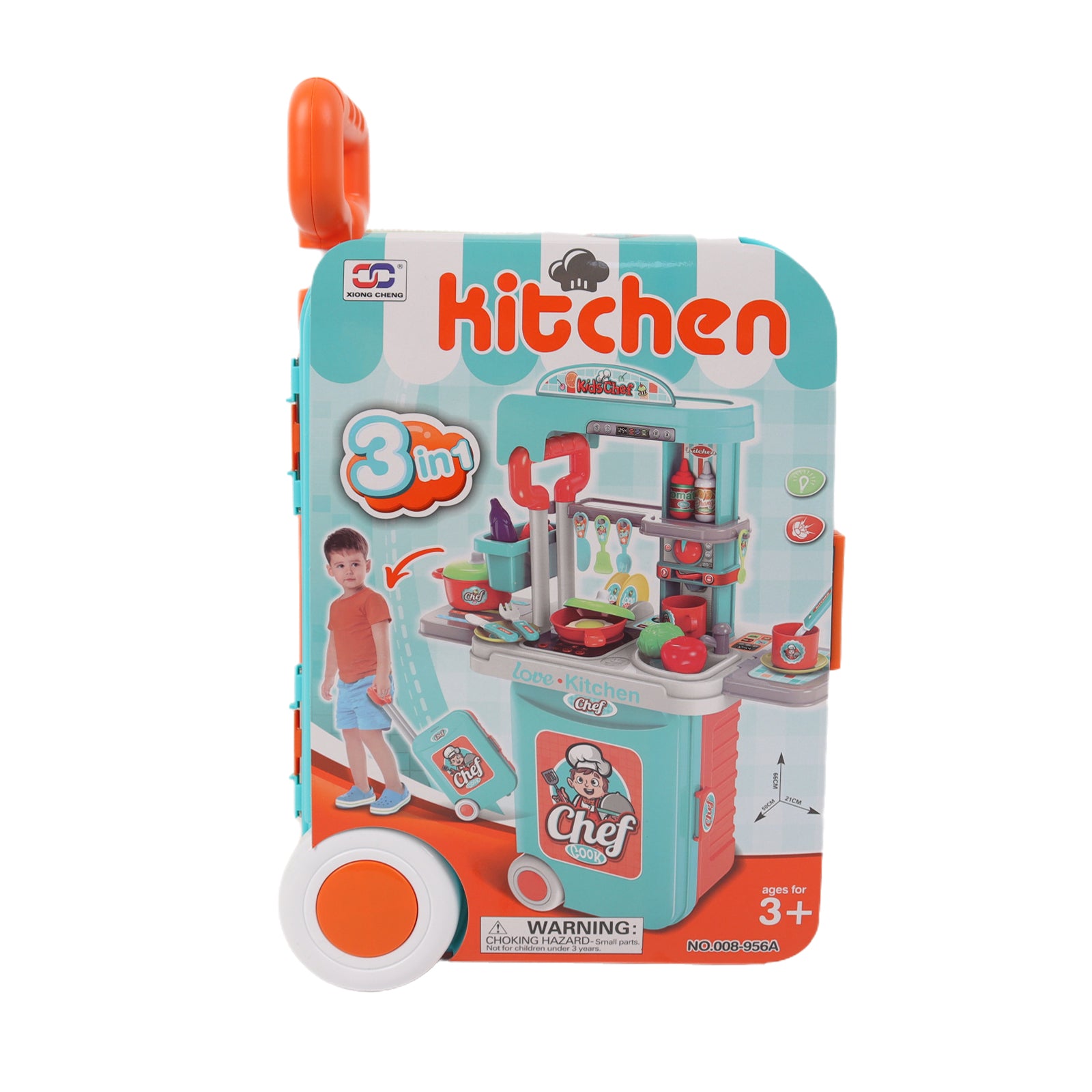 3-in-1 Kids Pretend Kitchen Cooking Toy Portable Storage Suitcase Role Play