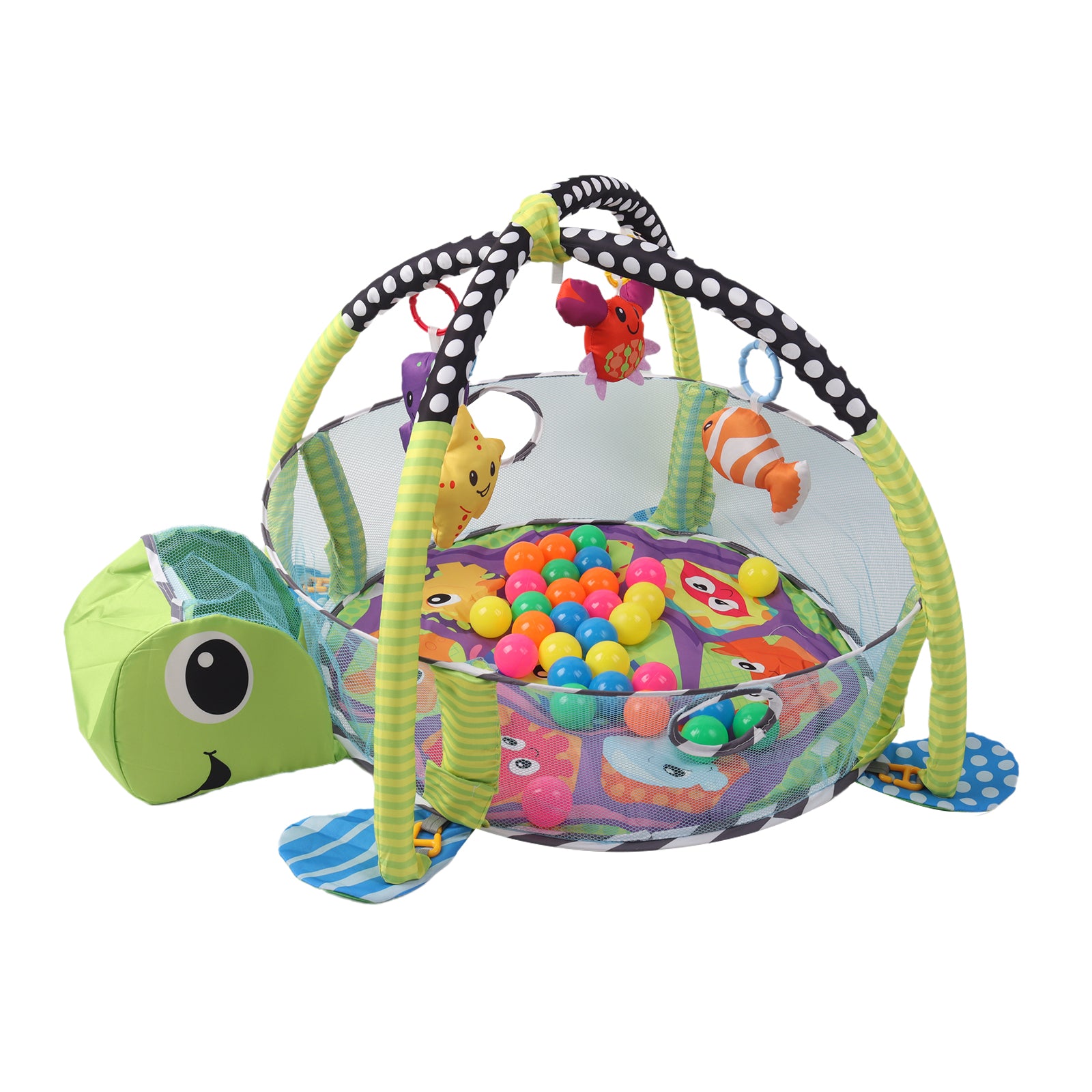 Kids 3 in 1 Turtle Baby Soft Play Floor Mat Activity Gym Fun Portable Ball Pit