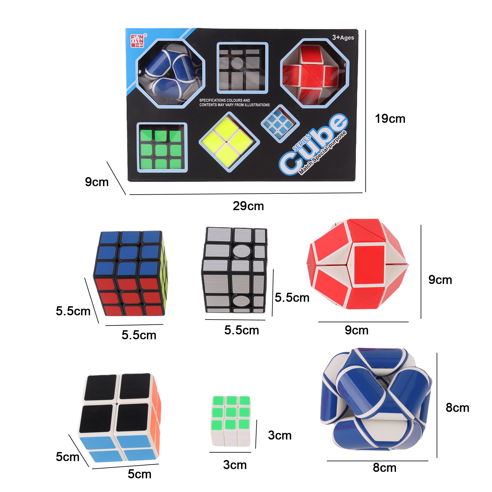 Rubik's Cube Magic Cubes Set of 6 3D Puzzle Solving Mind Game Brain Toy Anti Stress Fidget
