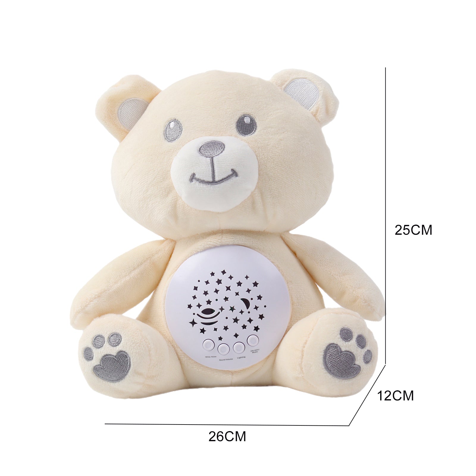 Baby Sleep Aid Plush, Night Light Projector with Starry Display and Soothing Sounds