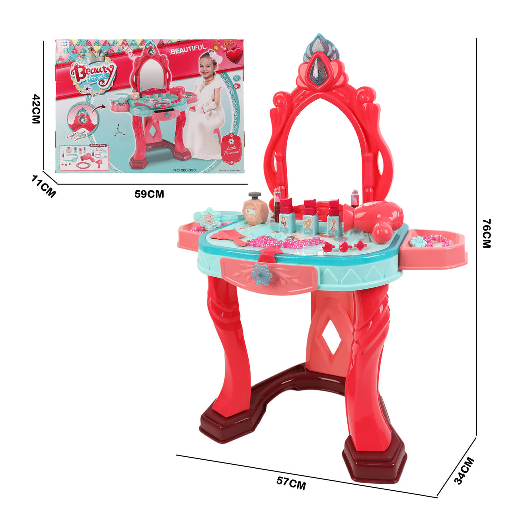 Girls Makeup Dressing Table Vanity Set Mirror Fashion Princess Pretend Play Pink
