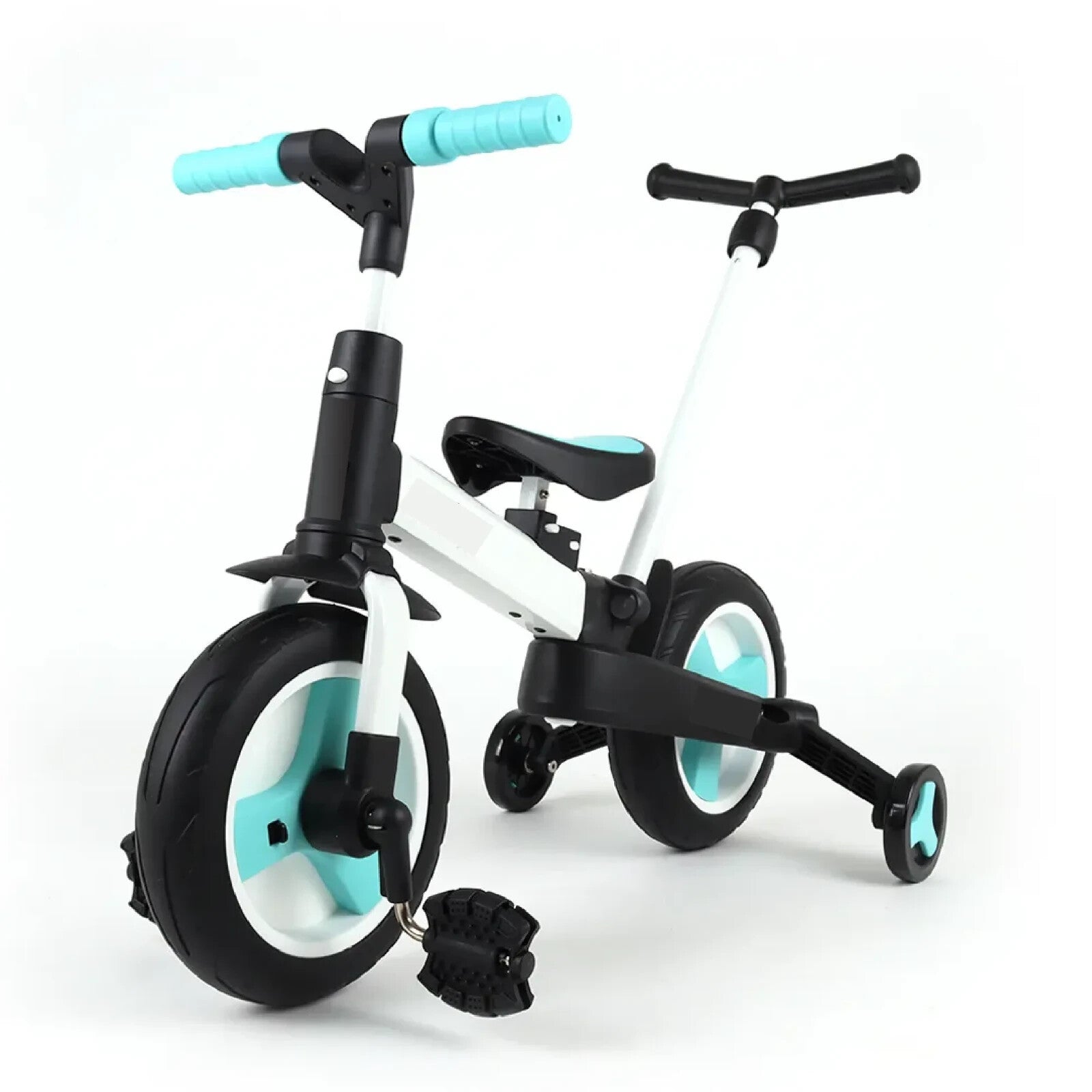 Balance Bike 4-in-1 Parent Push Handle Trike, 4-1 Easy Assemble Foldable (Blue)