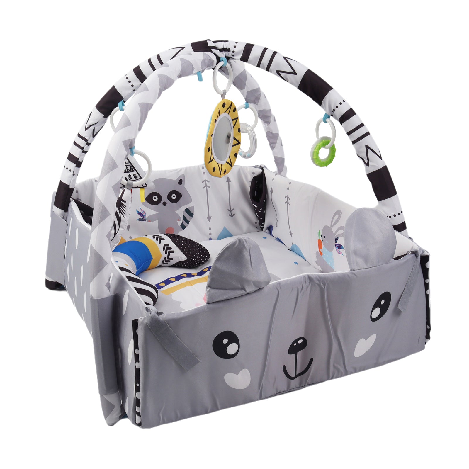 Kids 4 in 1 Bunny Foldable Baby Soft Play Floor Mat Activity Gym Fun Ball Pit
