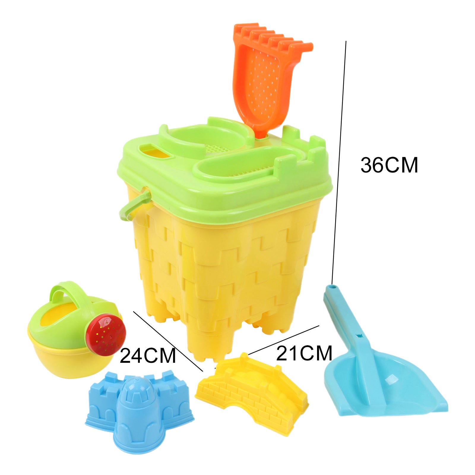 Kids Sand Bucket Beach Play Set Sandpit Outdoor Toys Rake Spade Moulds 7 Pieces