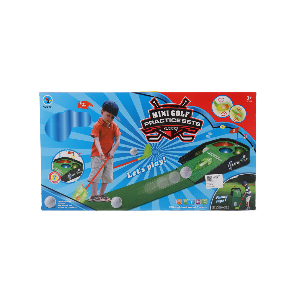 Kids Mini Golf Practice Putting Green Toy Set Lights Sound Game Mat Indoor Sport