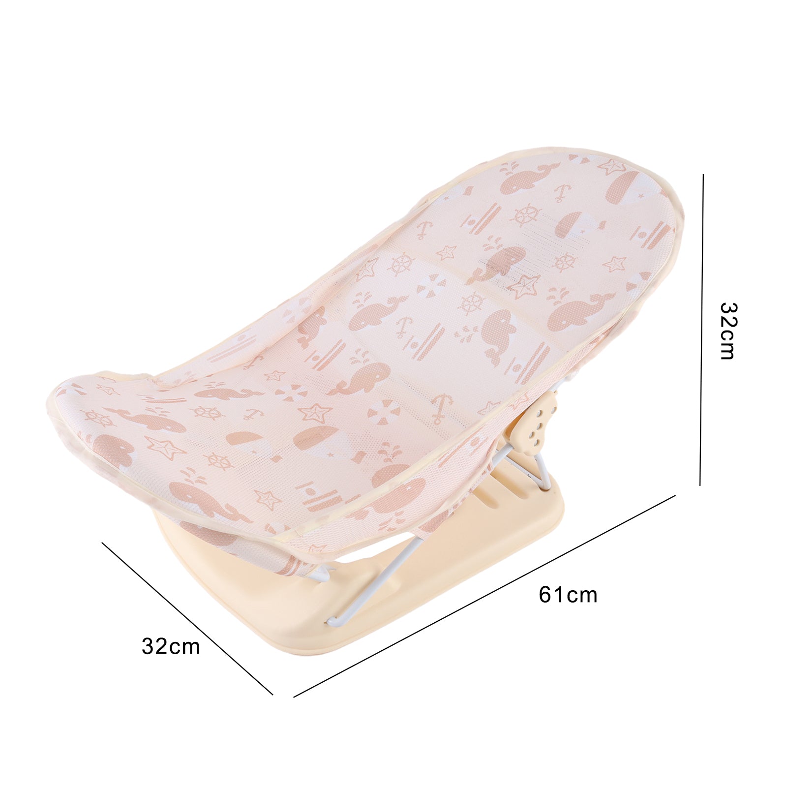 Baby Infant Bath Support Seat Foldable Adjustable Travel Baby Bather 0-12 Months (Neutral)
