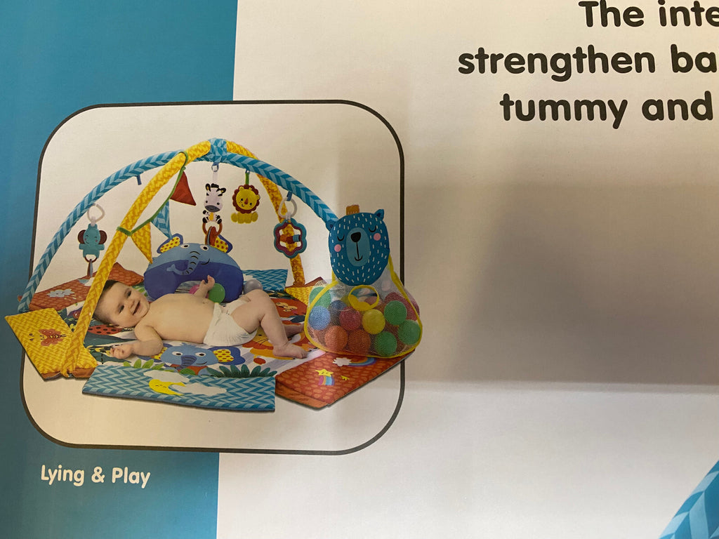 Gym Activity Foldable Play Mat Bag 30-Balls Tummy Play Kick Stimulate Your Baby (Blue)