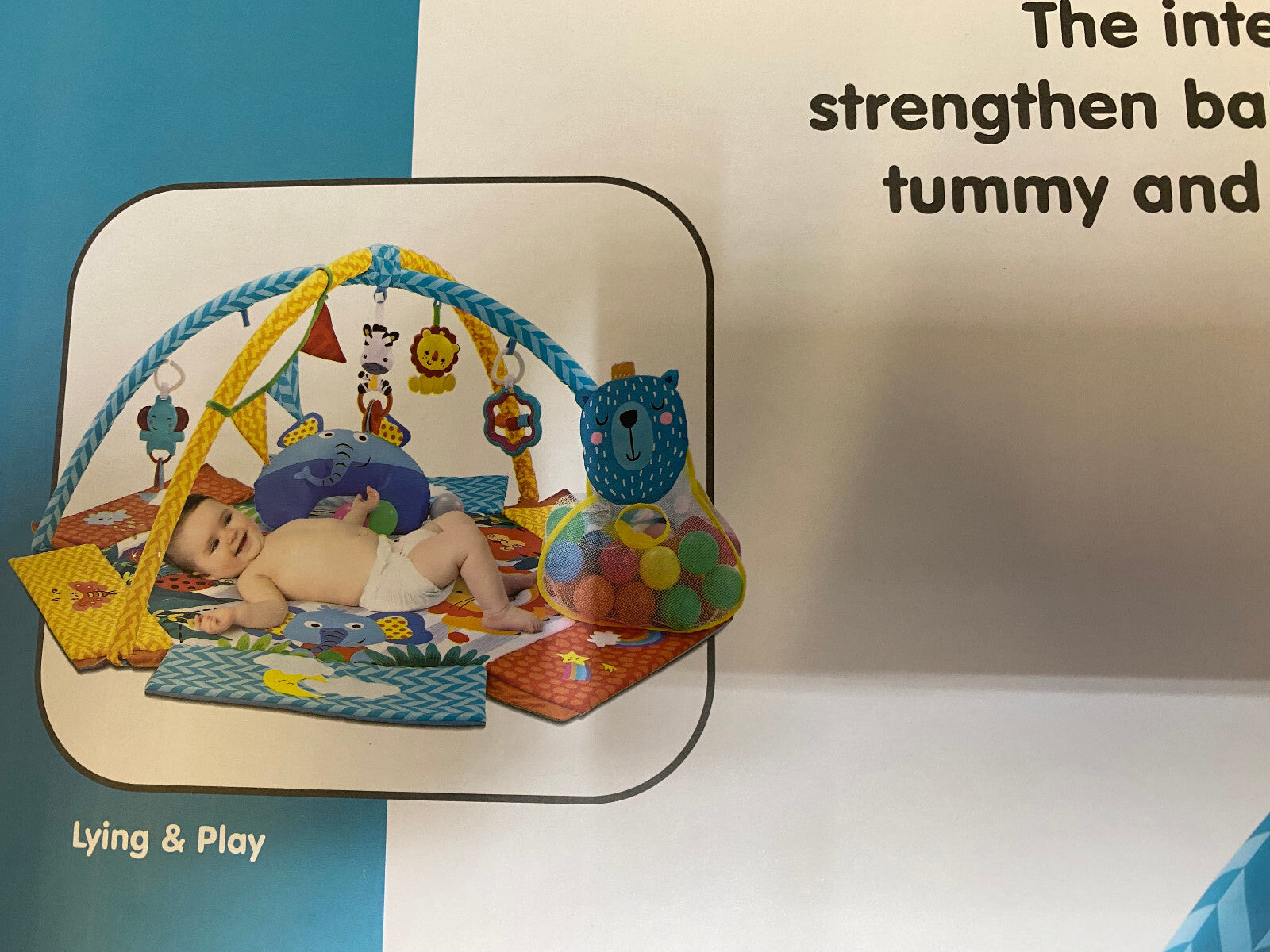 Gym Activity Foldable Play Mat Bag 30-Balls Tummy Play Kick Stimulate Your Baby (Blue)