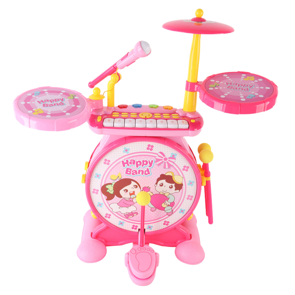 Kids Electric Drum Kit Set with Mic & Seat Children Musical Pretend Toy