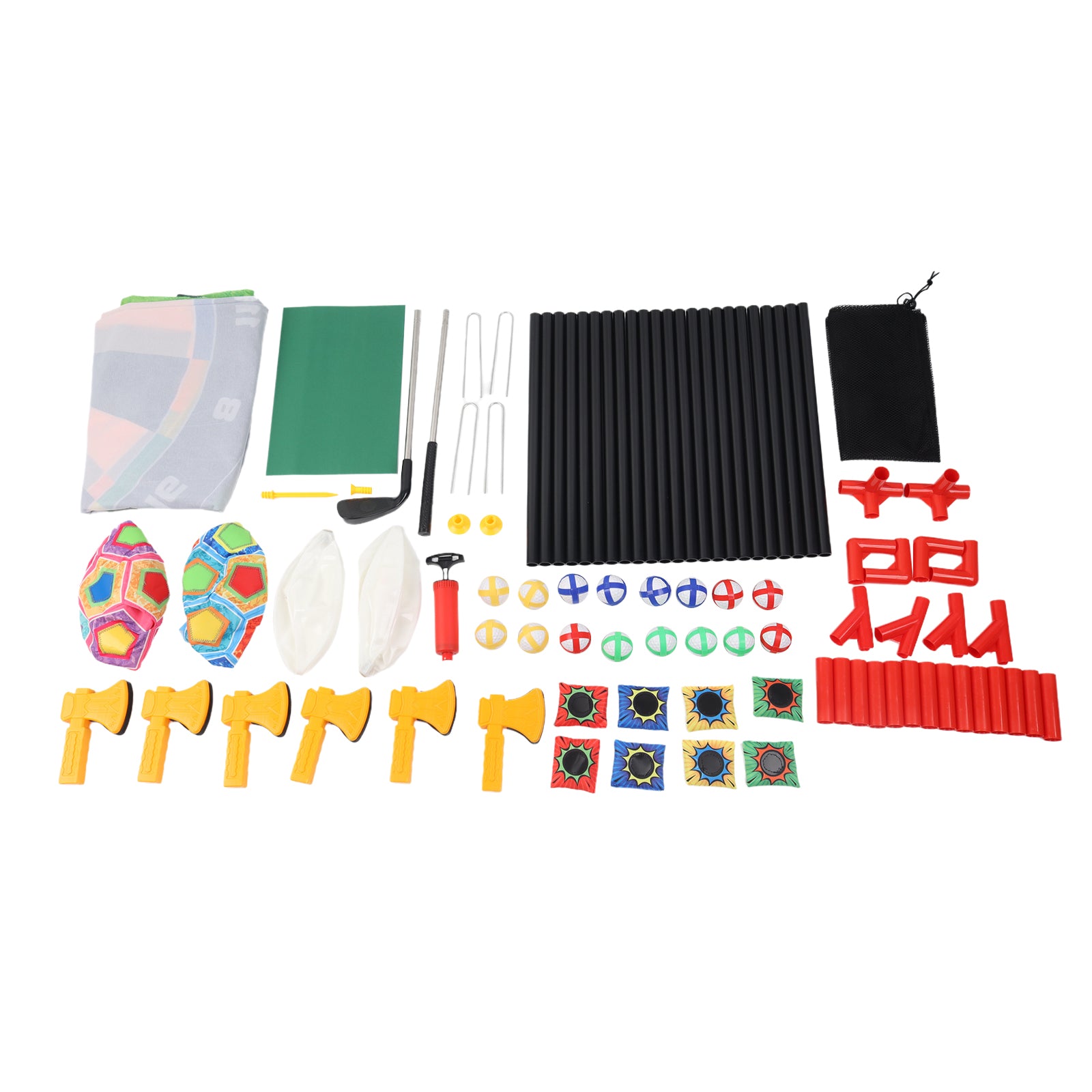 4-in-1 Giant Kids Target Game – Bullseye, Football, Golf & Axe Throwing Set