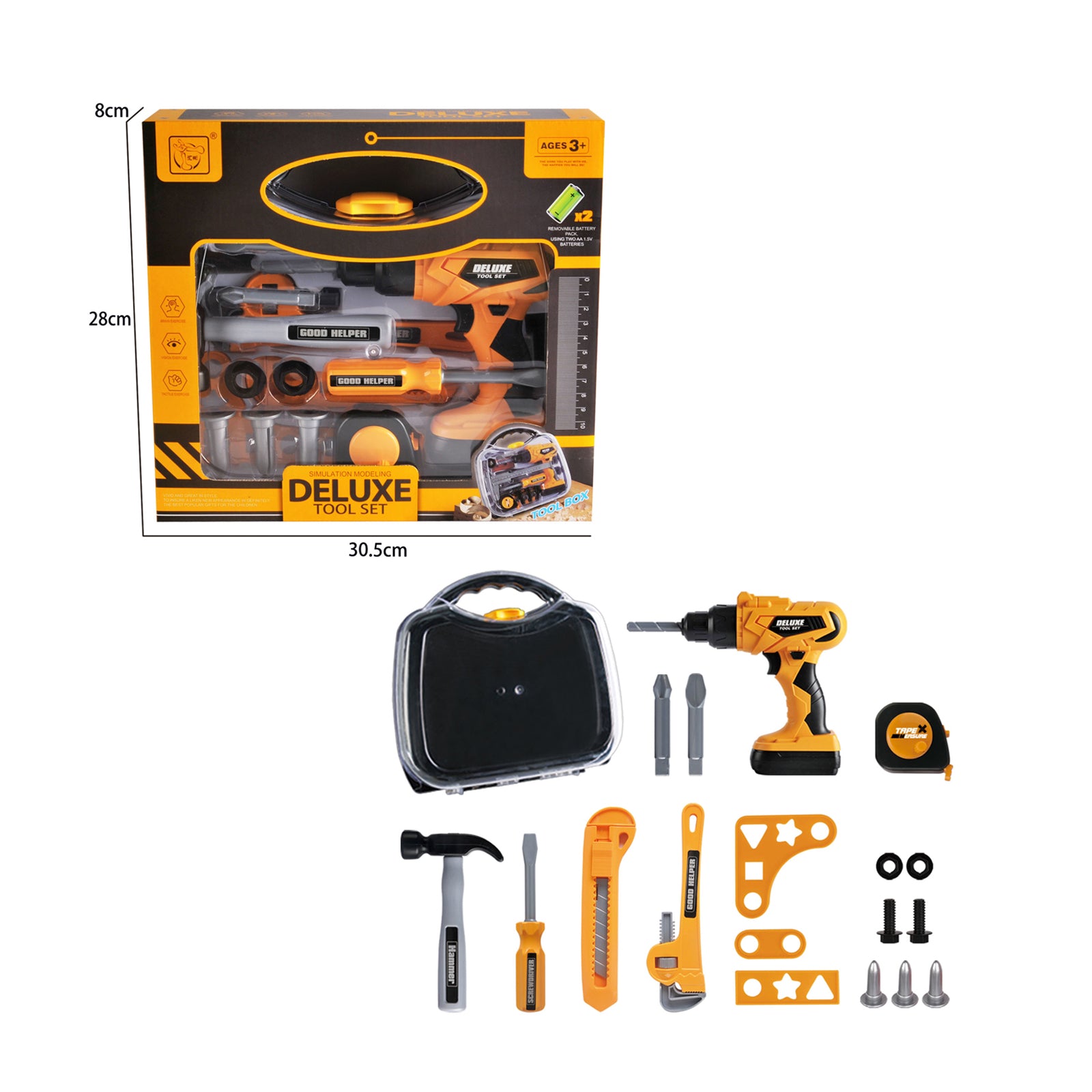 Kids Power Tool Sets DIY Building Drill Hammer Work Shop Pretend Play Toy 49 Pcs