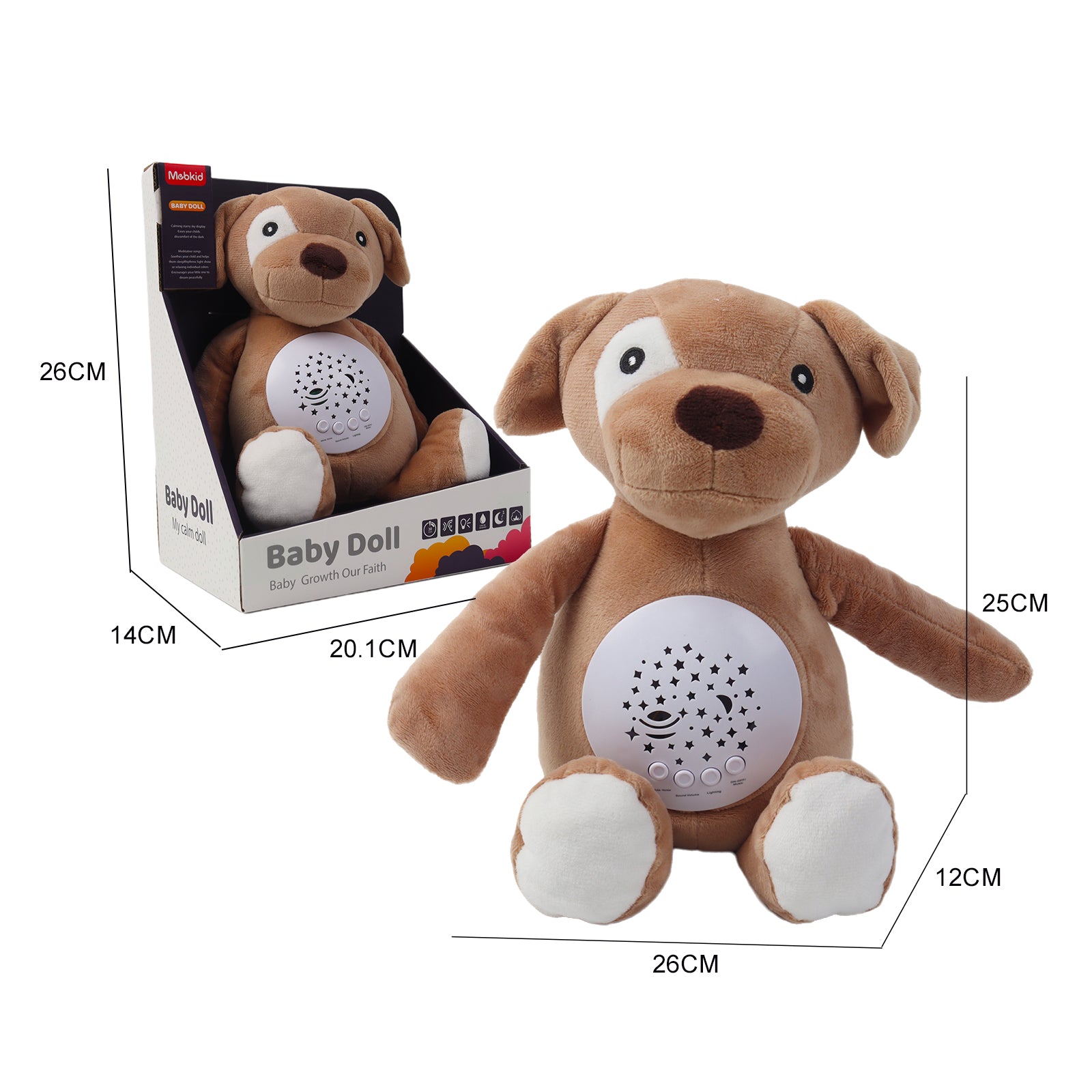 Baby Sleep Aid Plush, Night Light Projector with Starry Display and Soothing Sounds