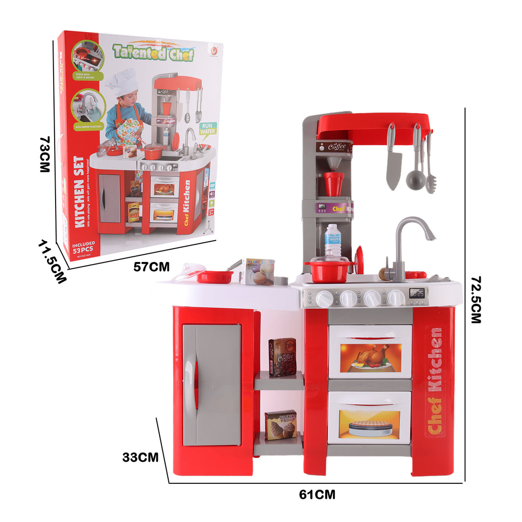 Kids Pretend Play Kitchen Set with Light & Sound Effects 53 Pieces