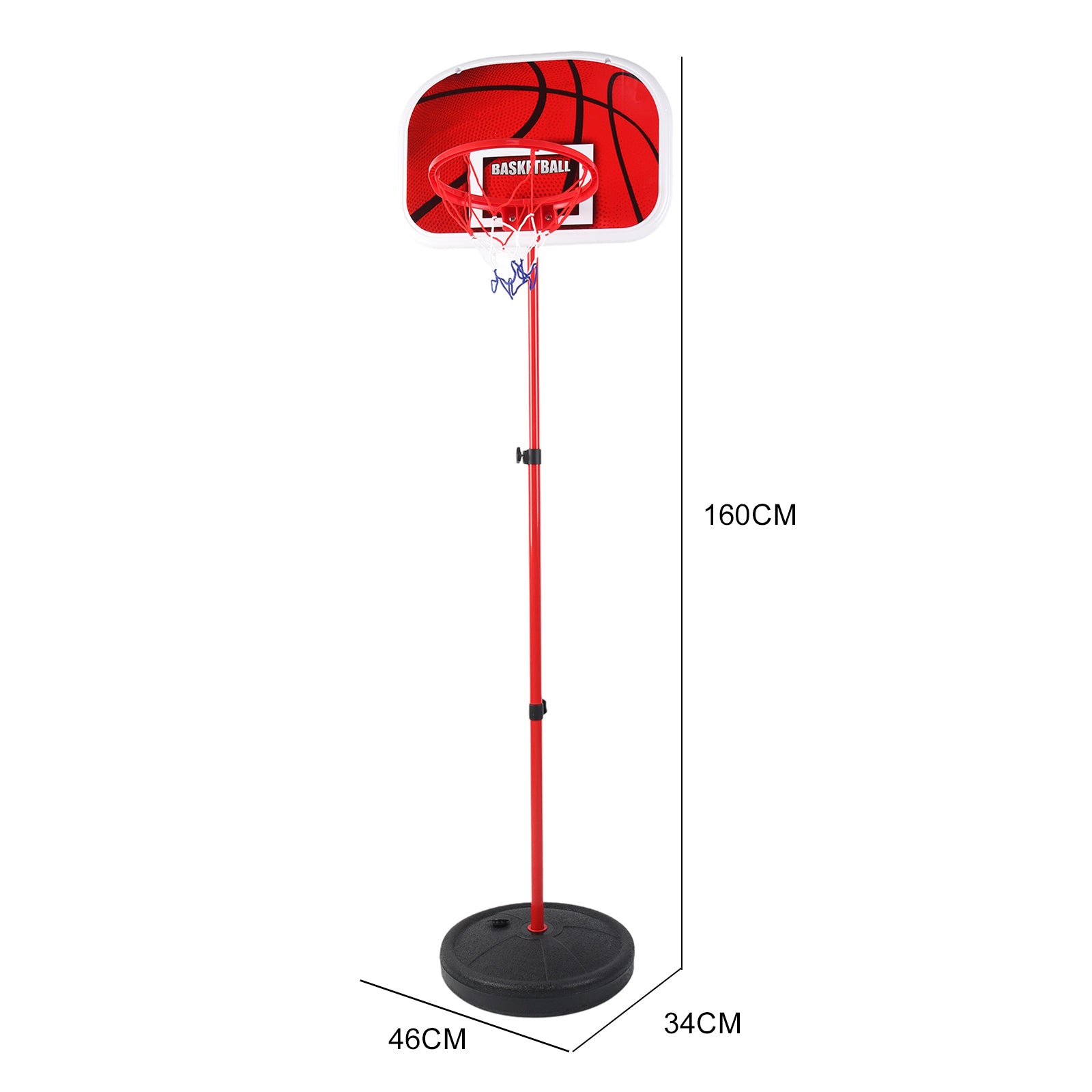 Kids Basketball Hoop Net Backboard Stand Set Adjustable Free Standing Set 160cm