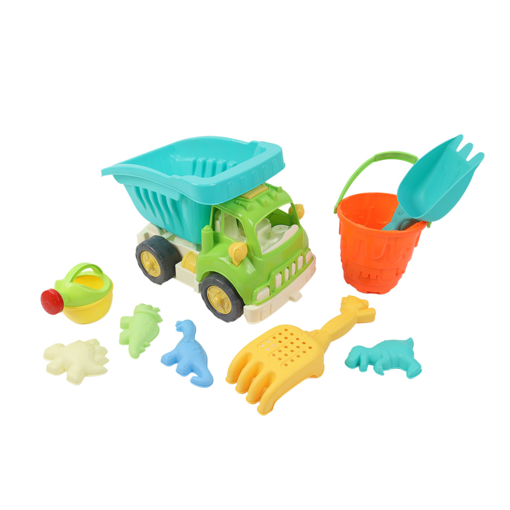 Sand Truck & Accessories 9 Pcs Summer Toy Spade Fork Beach Garden Outdoor Kids