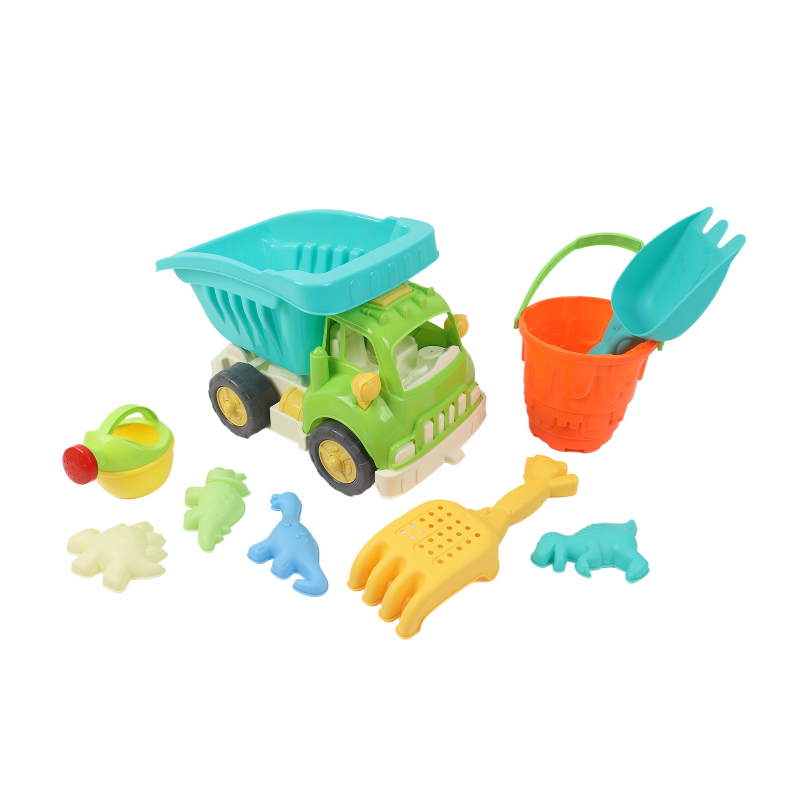 Sand Truck & Accessories 9 Pcs Summer Toy Spade Fork Beach Garden Outdoor Kids