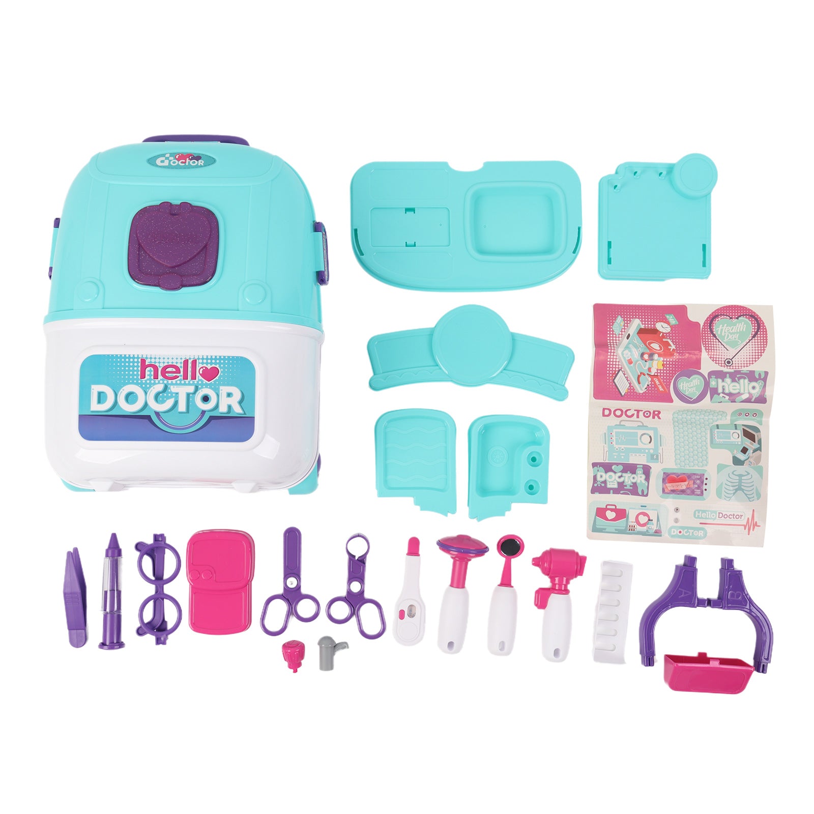 Kids Doctors Playset Portable Suitcase Medical Tools Pretend Role Play Toy Blue