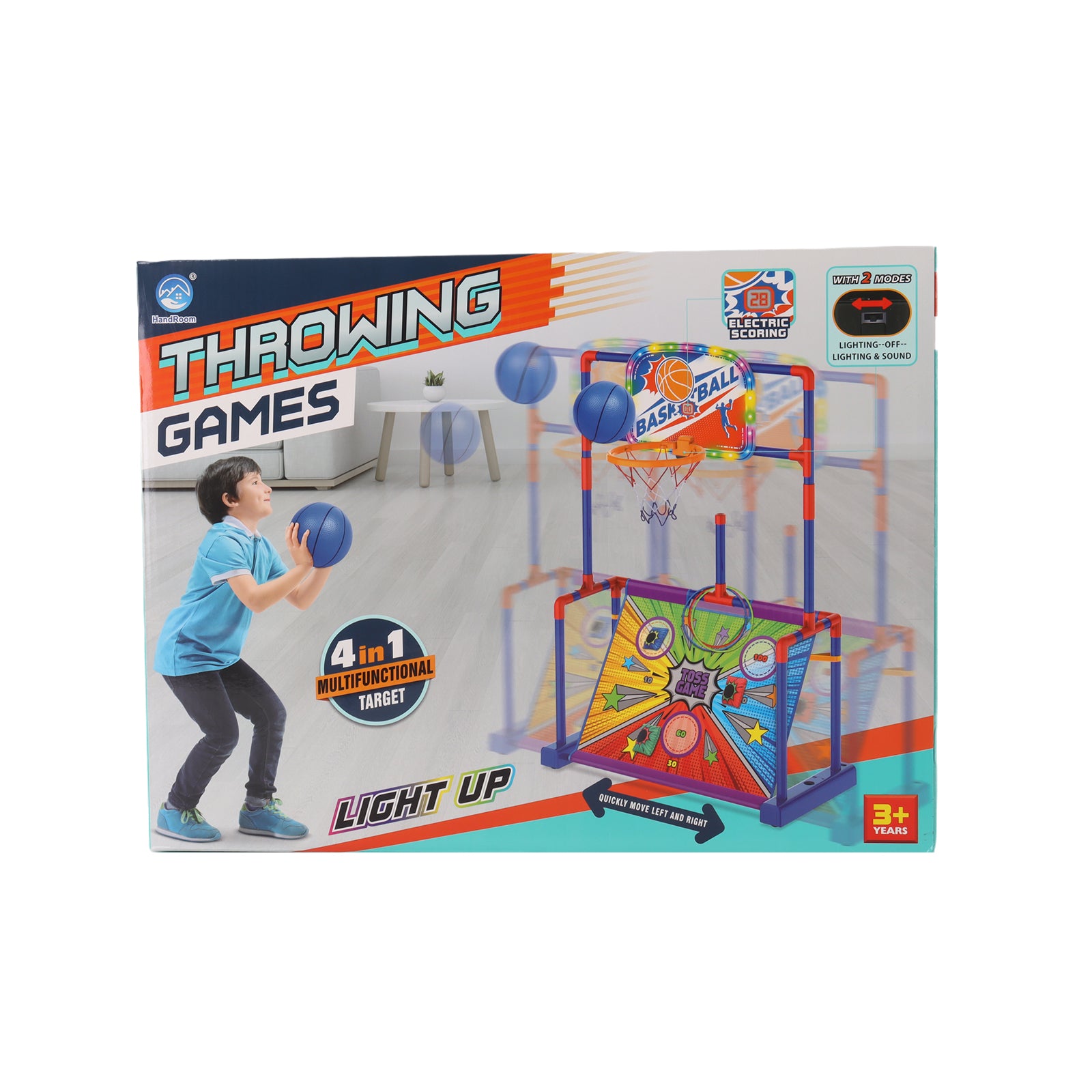 4-in-1 Kids Throwing Game Set – Basketball Hoop, Bean Bag Toss & Football Fun
