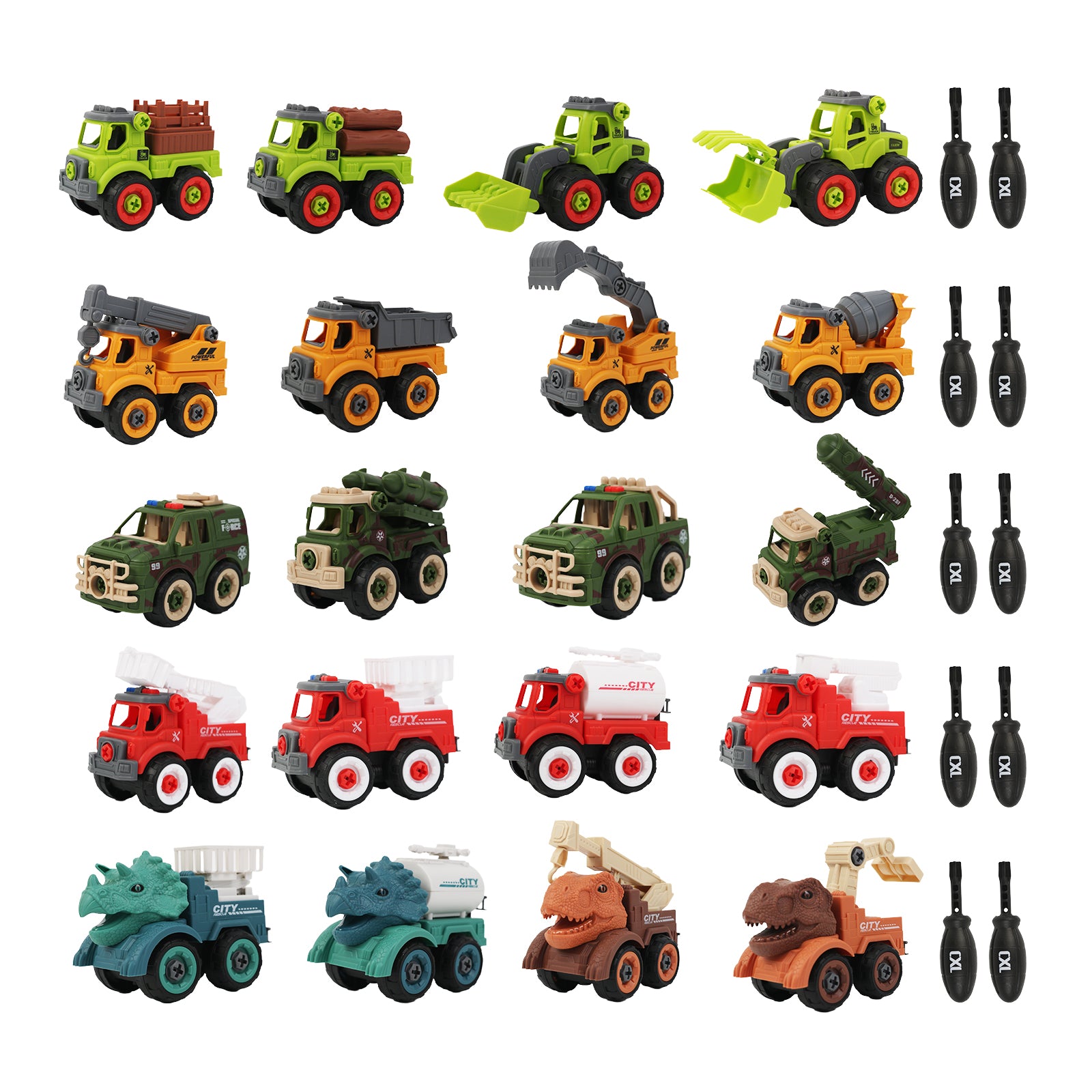Kids Educational DIY Assembly Construction Trucks Toy Screwdriver 20 Pcs Set