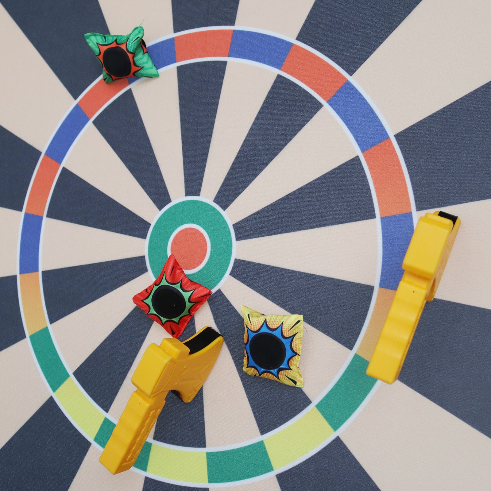 4-in-1 Giant Kids Target Game – Bullseye, Football, Golf & Axe Throwing Set