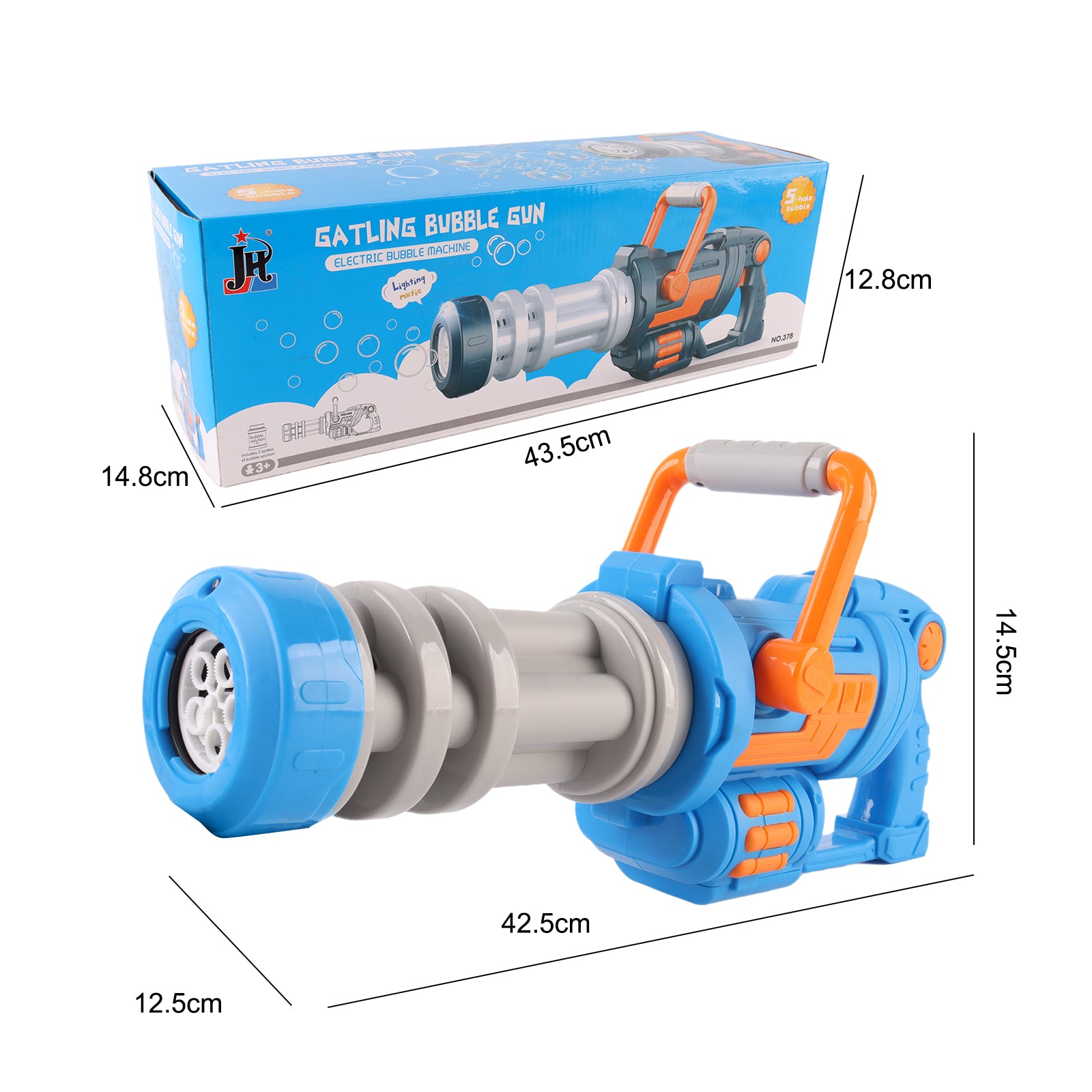 Bubble Gun Mini Gatling Toy Bubble Blower Machine with Light Music Kids Outdoor