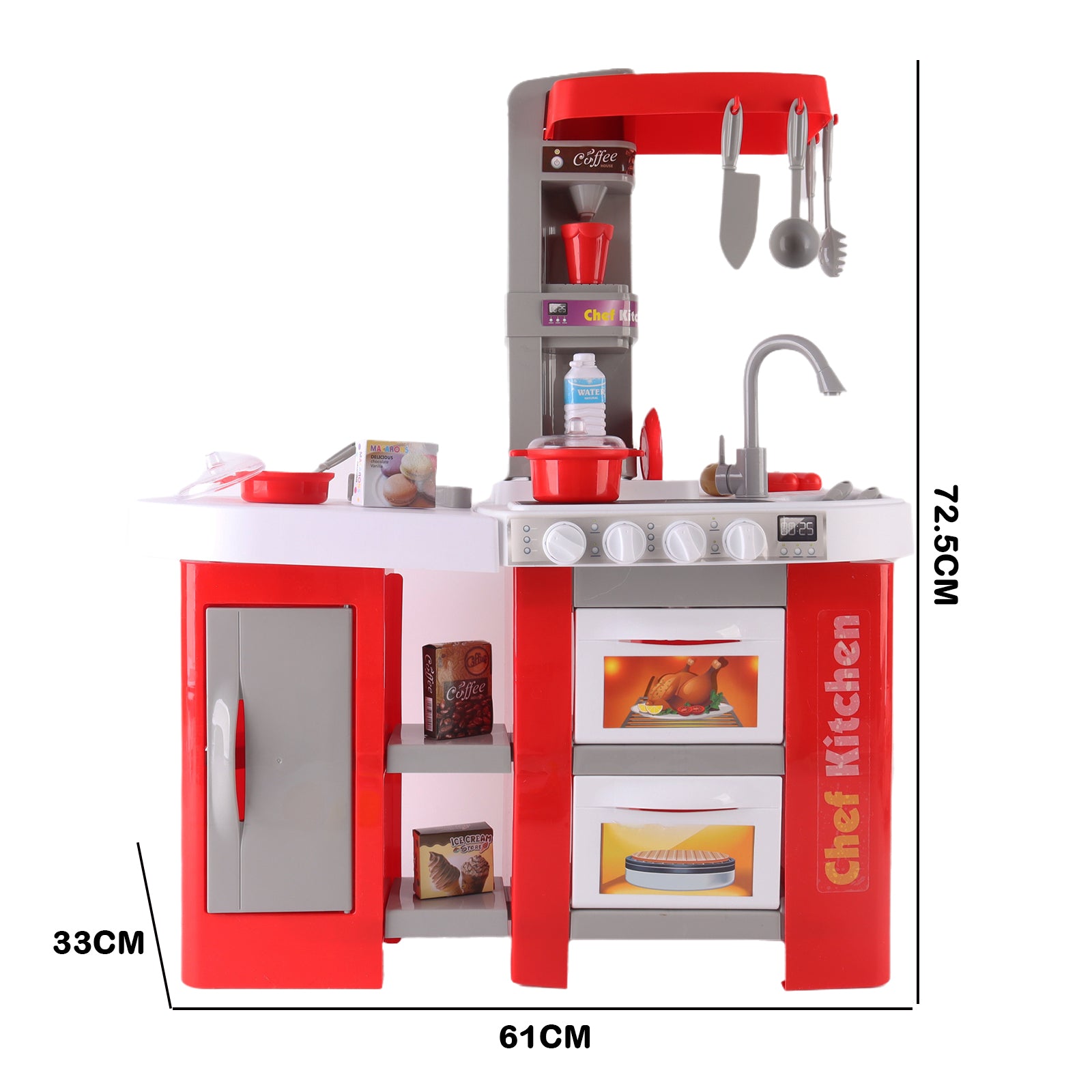 Kids Pretend Play Kitchen Set with Light & Sound Effects 53 Pieces