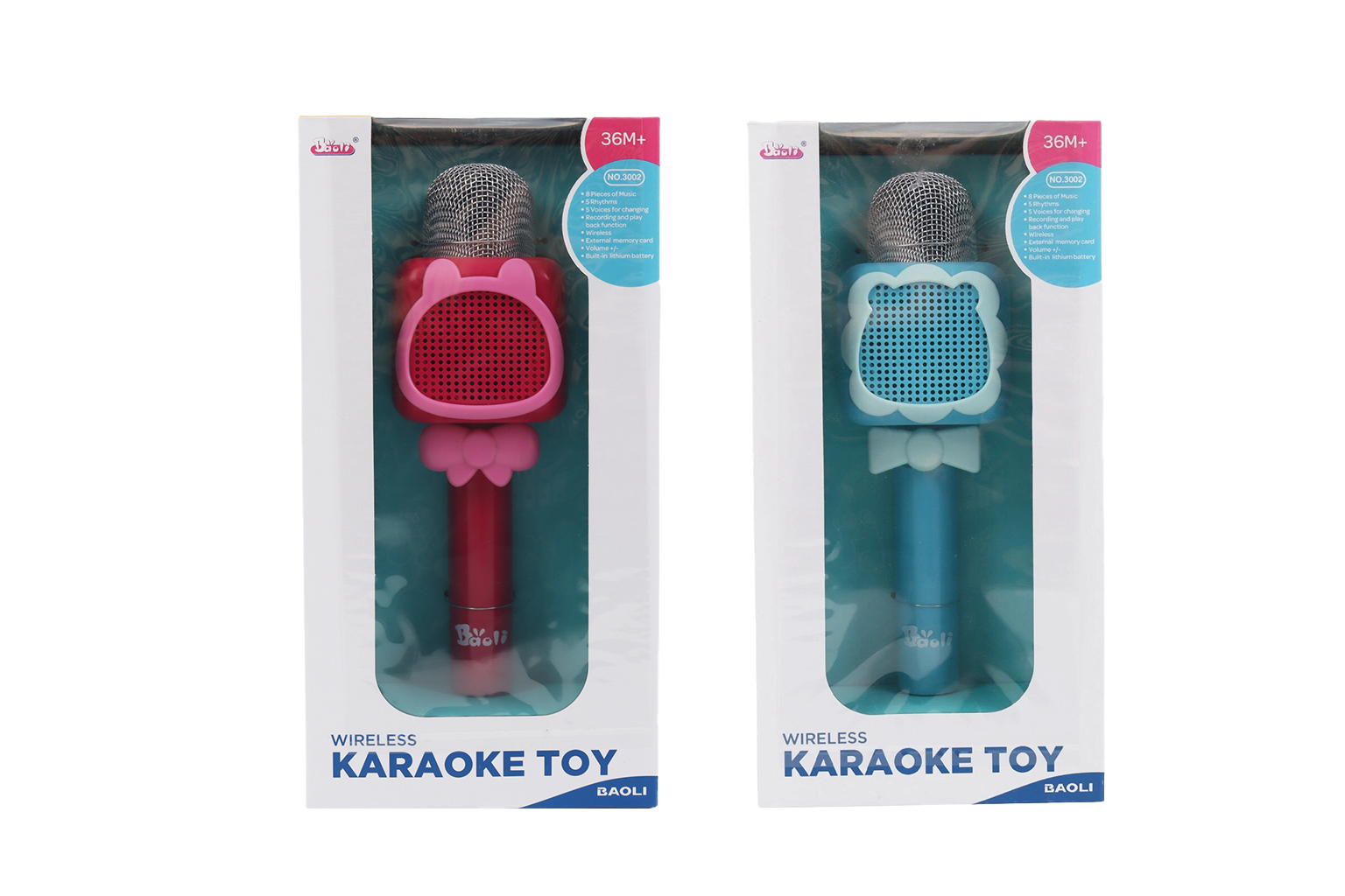 2x Kids Wireless Karaoke Microphones Bluetooth Speaker Singing Set Pink & Blue