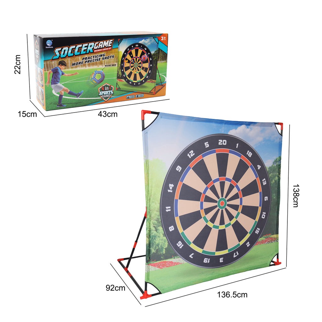 4-in-1 Giant Kids Target Game – Bullseye, Football, Golf & Axe Throwing Set