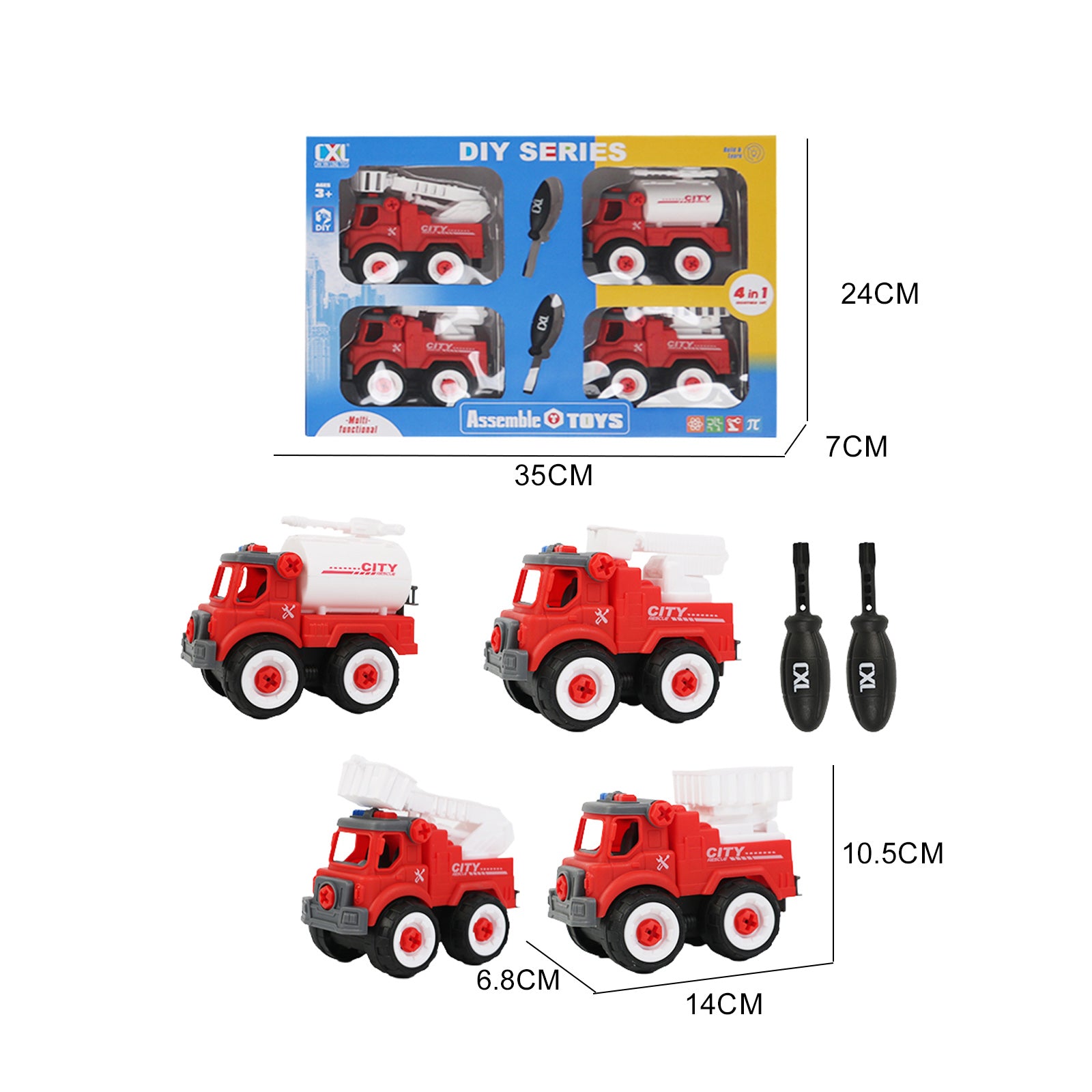 Kids Educational DIY Assembly Construction Trucks Toy Screwdriver 20 Pcs Set