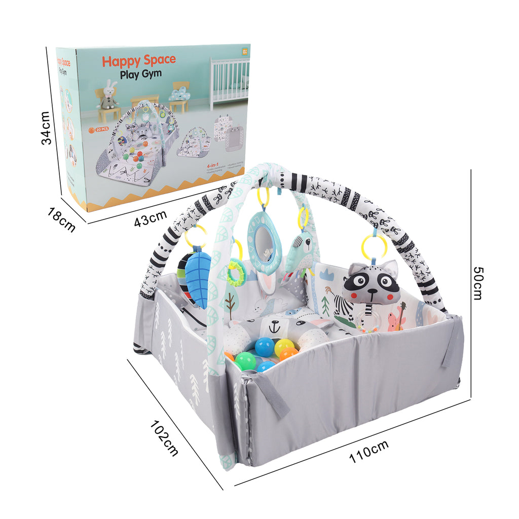 Kids 4 in 1 Bunny Foldable Baby Soft Play Floor Mat Activity Gym Fun Ball Pit