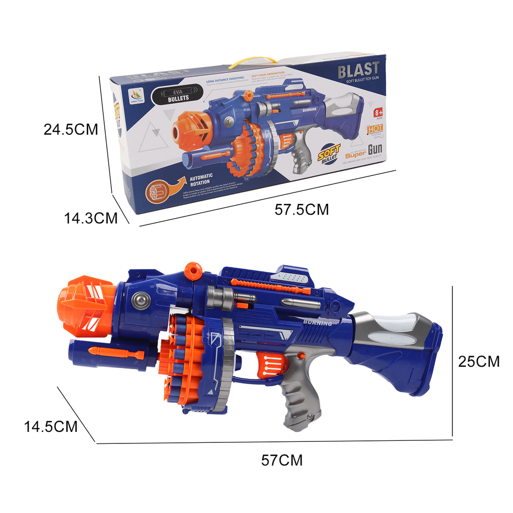Kids Toy Foam Blasters Gun Continuous Rotating, 55 Soft Foam Bullets Gift Set