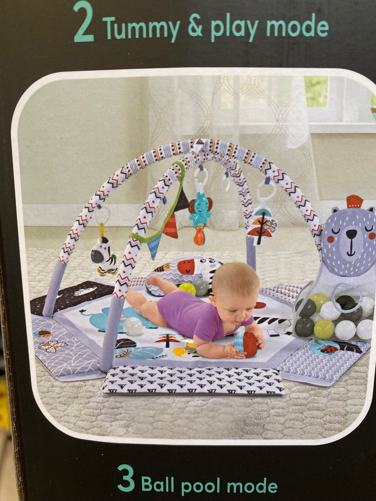 Gym Activity Foldable Play Mat Bag 30-Balls Tummy Play Kick Stimulate Your Baby (Grey)