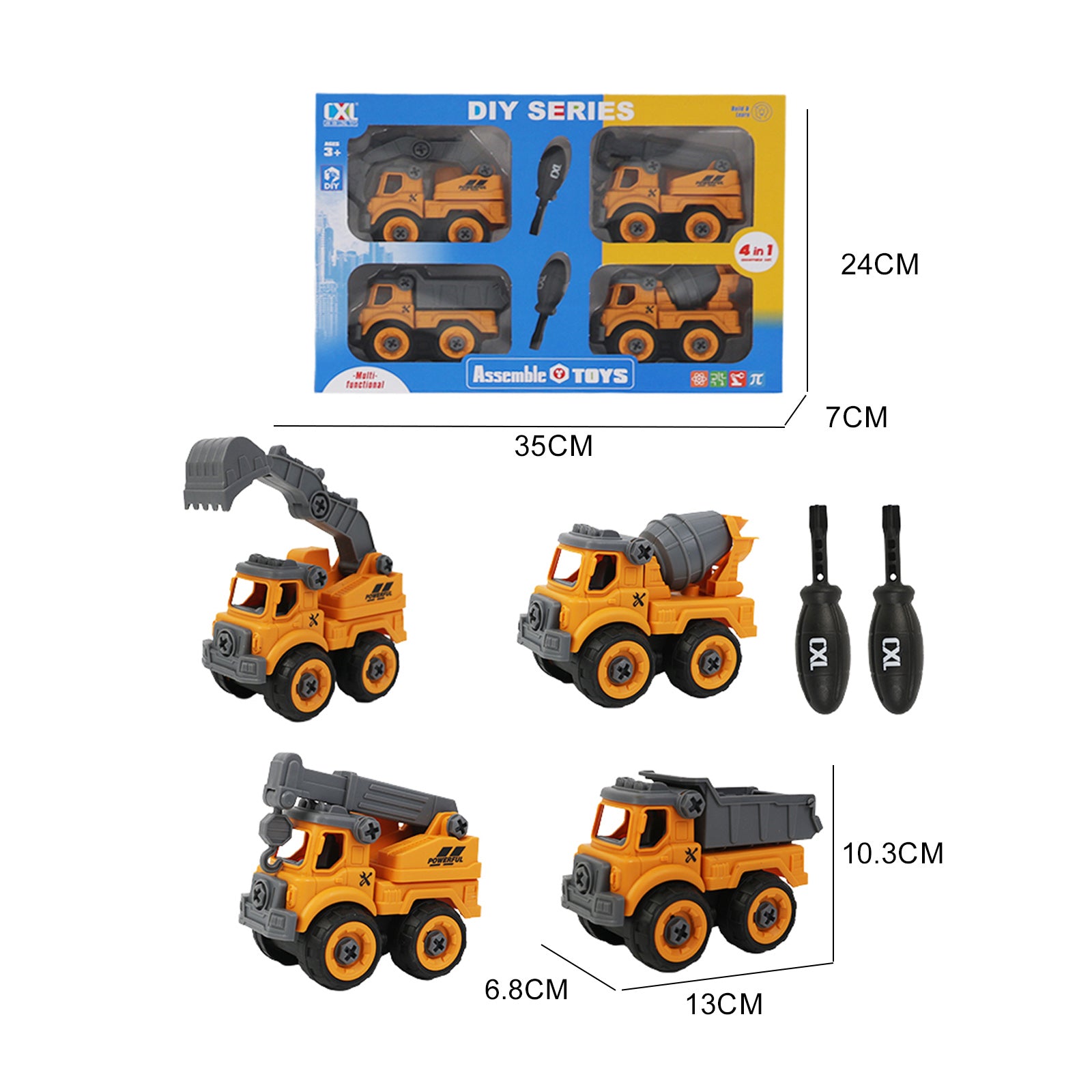 Kids Educational DIY Assembly Construction Trucks Toy Screwdriver 20 Pcs Set