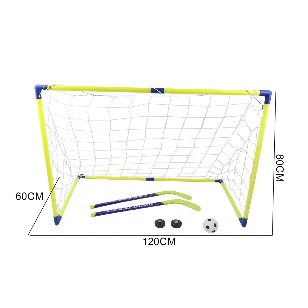 2 in 1 Football & Hockey Kids Goal Net Folding Set Ball Pucks Outdoor