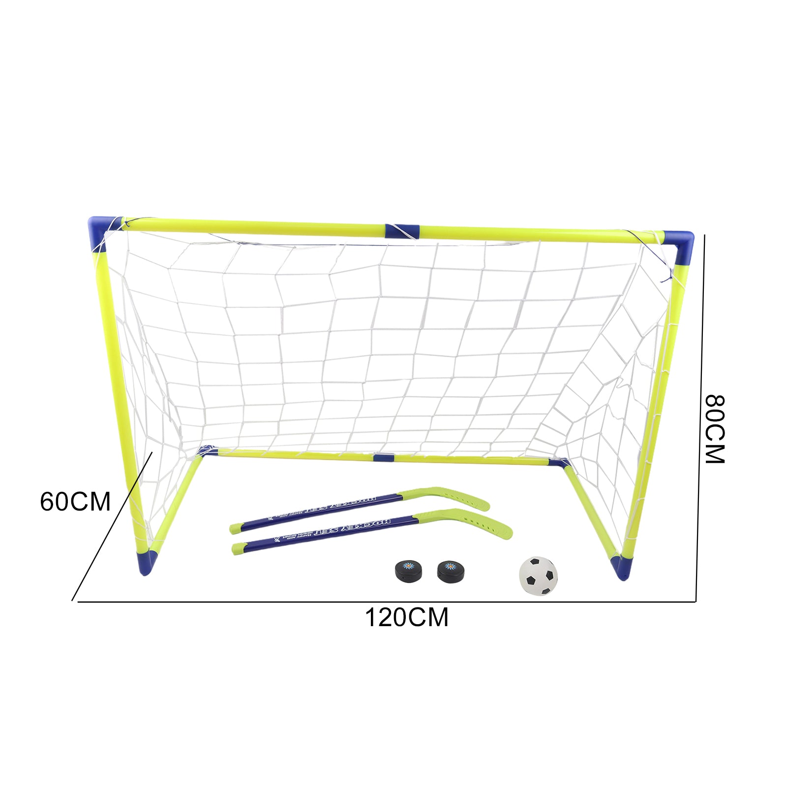 2 in 1 Football & Hockey Kids Goal Net Folding Set Ball Pucks Outdoor