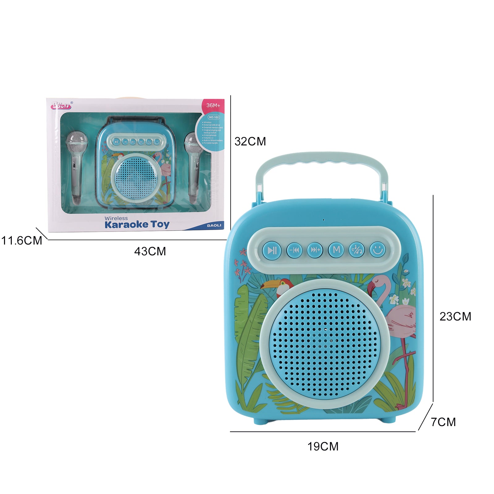 Kids Karaoke Machine Set With 2 Microphones Speaker Bluetooth Music Toy