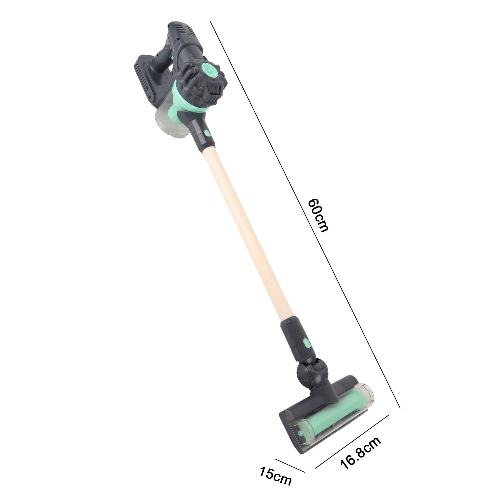 Cleaning Housework Pretend Trolley & Vacuum Toy Mop Brushes Two Play Sets Green