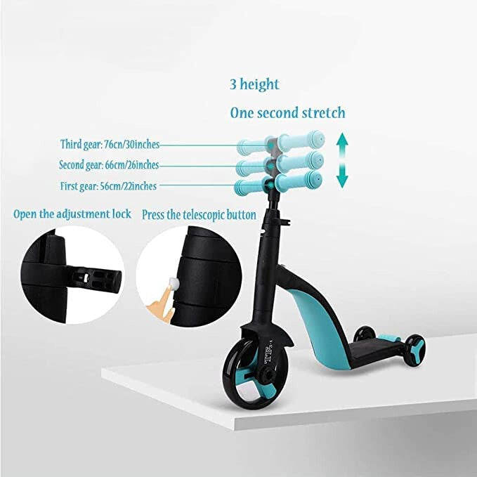 Bike Scooter 3 in 1, Scooter for Boys and Girls, Toddler Bike 3 Wheel Tri Scooter (Yellow)
