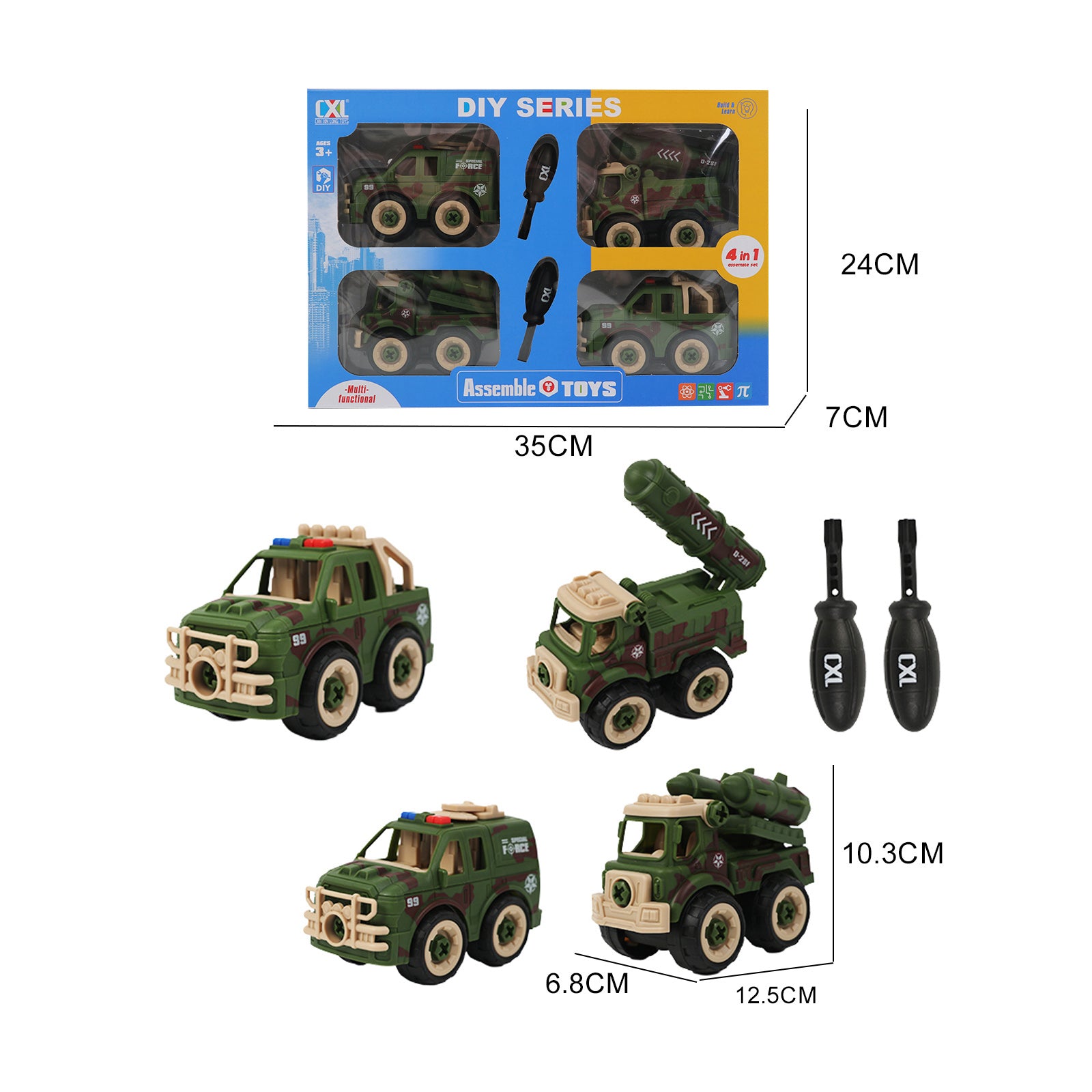 Kids Educational DIY Assembly Construction Trucks Toy Screwdriver 20 Pcs Set