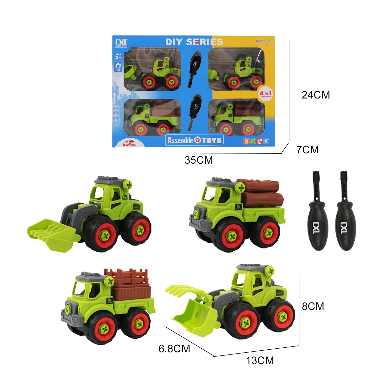 Kids Educational DIY Assembly Construction Trucks Toy Screwdriver 20 Pcs Set