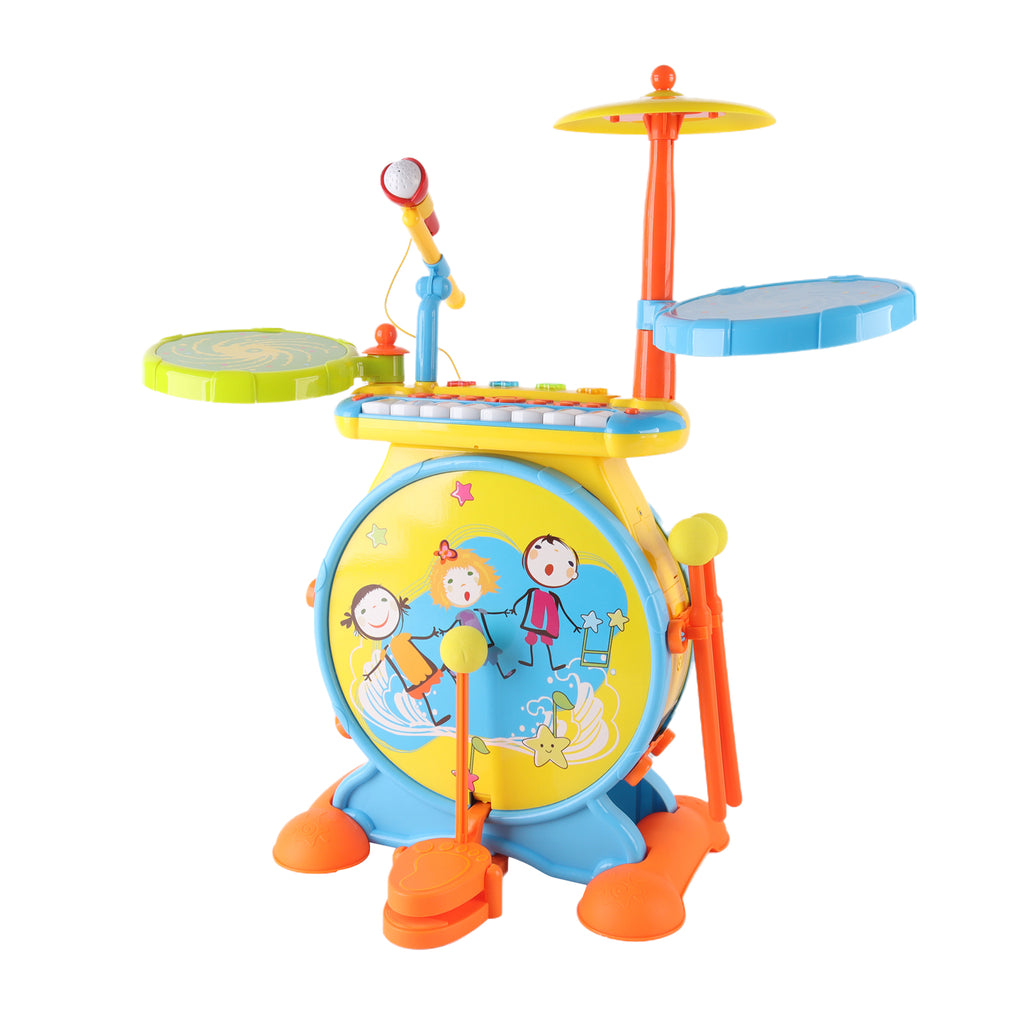 Kids Electric Drum Kit Set with Mic & Seat Children Musical Pretend Toy