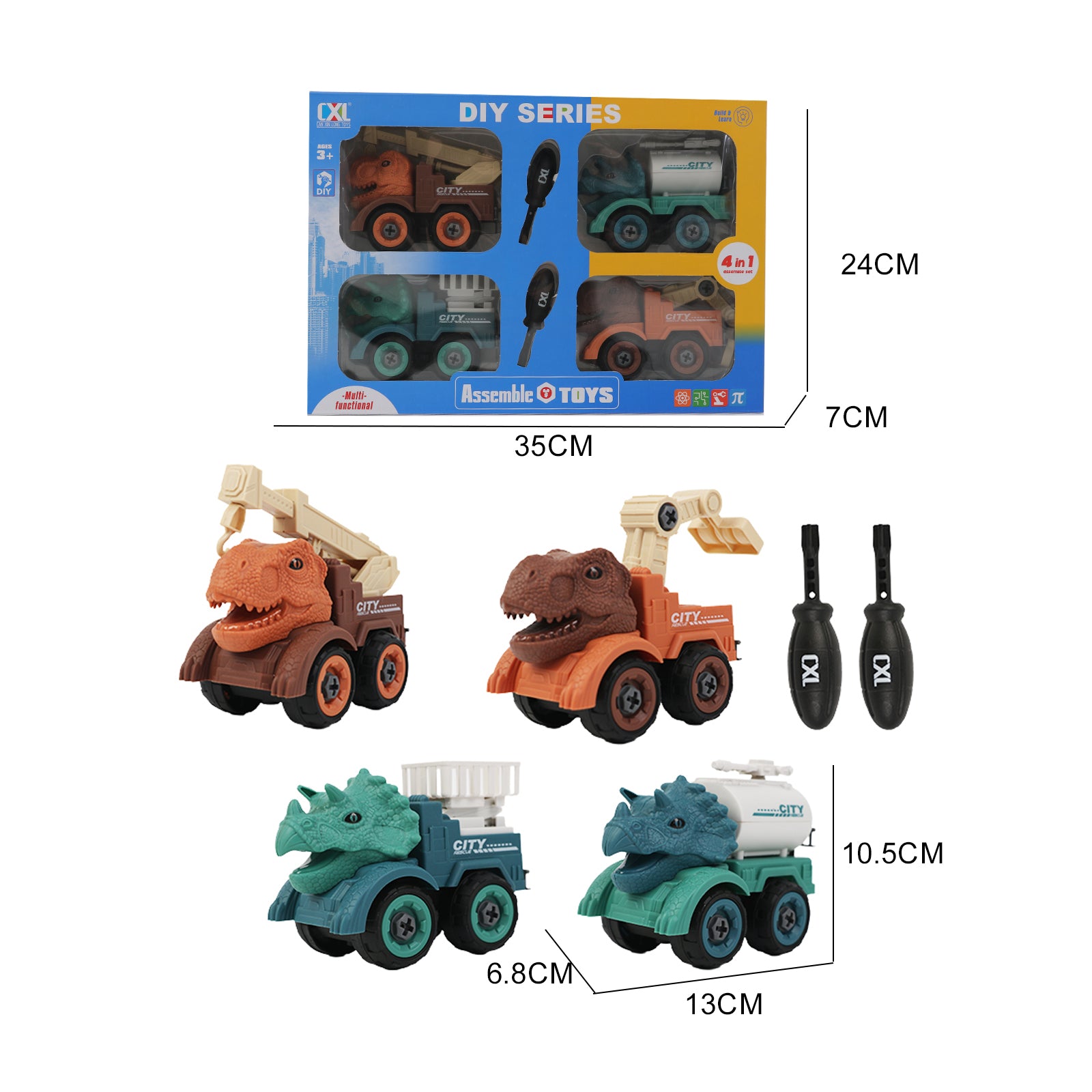 Kids Educational DIY Assembly Construction Trucks Toy Screwdriver 20 Pcs Set