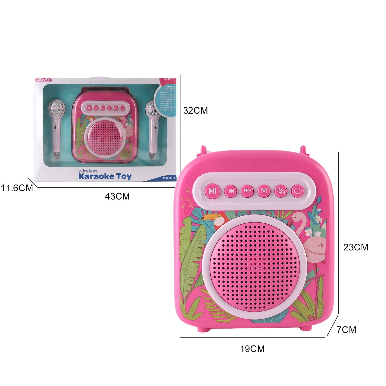 Kids Karaoke Machine Set With 2 Microphones Speaker Bluetooth Music Toy