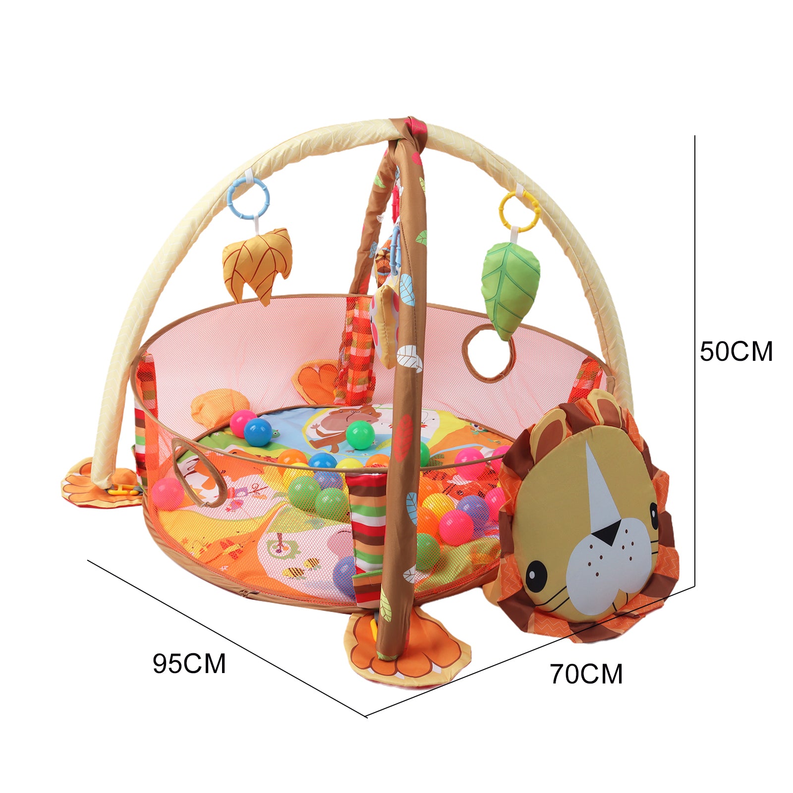 Kids 3 in 1 Lion Baby Soft Play Floor Mat Activity Fun Portable Gym Ball Pit