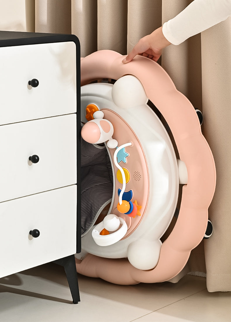 Baby Walker Push Along Learning Walking Wheel Multifunctional Sensory Toys Pink